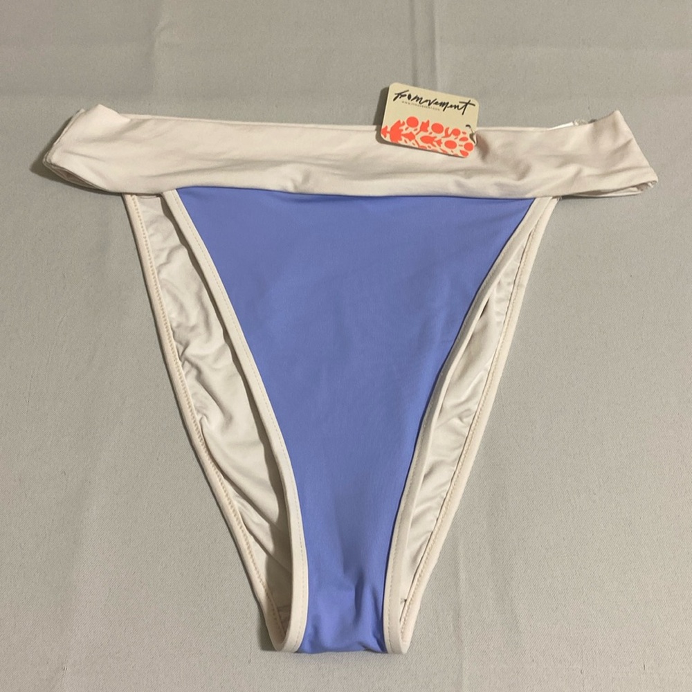 Free People Blue and White Bikini Bottom